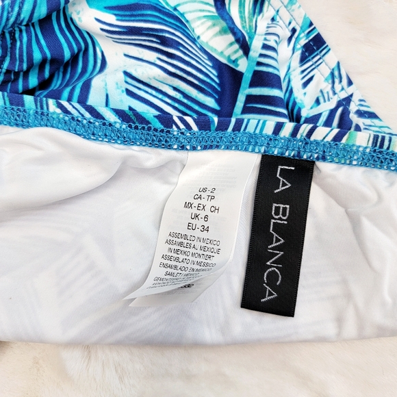🕊️ La Blanca Blue Palm Leaf Bikini Bottoms size 2 - Picture 4 of 9